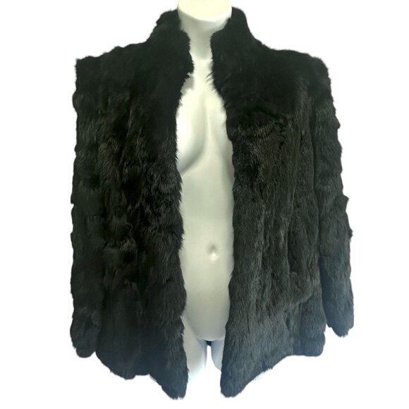 Vintage Black Rabbit Fur Coat Size M Somerset Furs Hong Kong Mob Wife - Picture 4 of 10